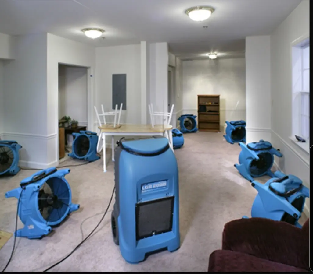 Air movers and dehumidifier setup for Water Extraction & Removal in North Codorus