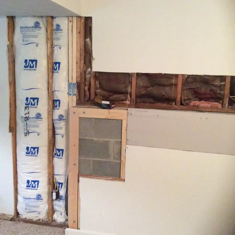 Wall insulation replacement during Basement Flood Cleanup in North Codorus